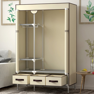Simple Wardrobe Modern Simple Fabric Wardrobe Steel Pipe Bold Reinforced Economical Rental Room Storage Hanging Clothes
