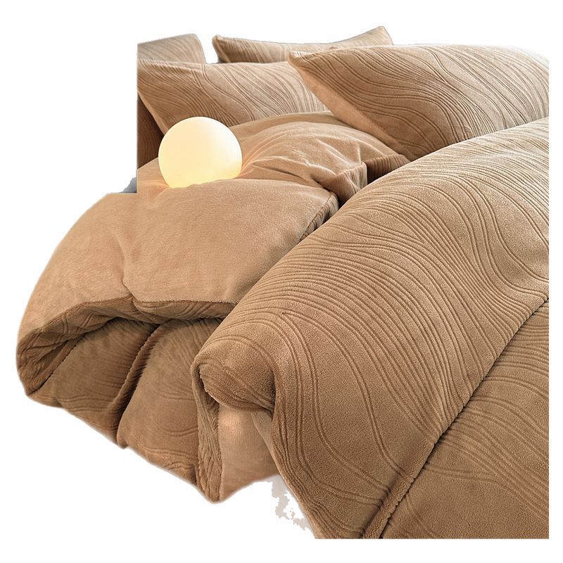 Flores podridas de leche de lana cama de cuatro piezas conjunto 2025 nuevo invierno calentamiento sábanas gruesas cubiertas de cama