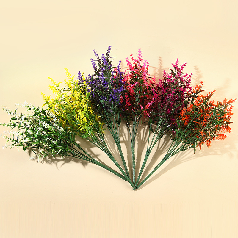 仿真花7頭春草薰衣草劍蘭草婚慶裝飾假花塑料花仿真植物裝飾
