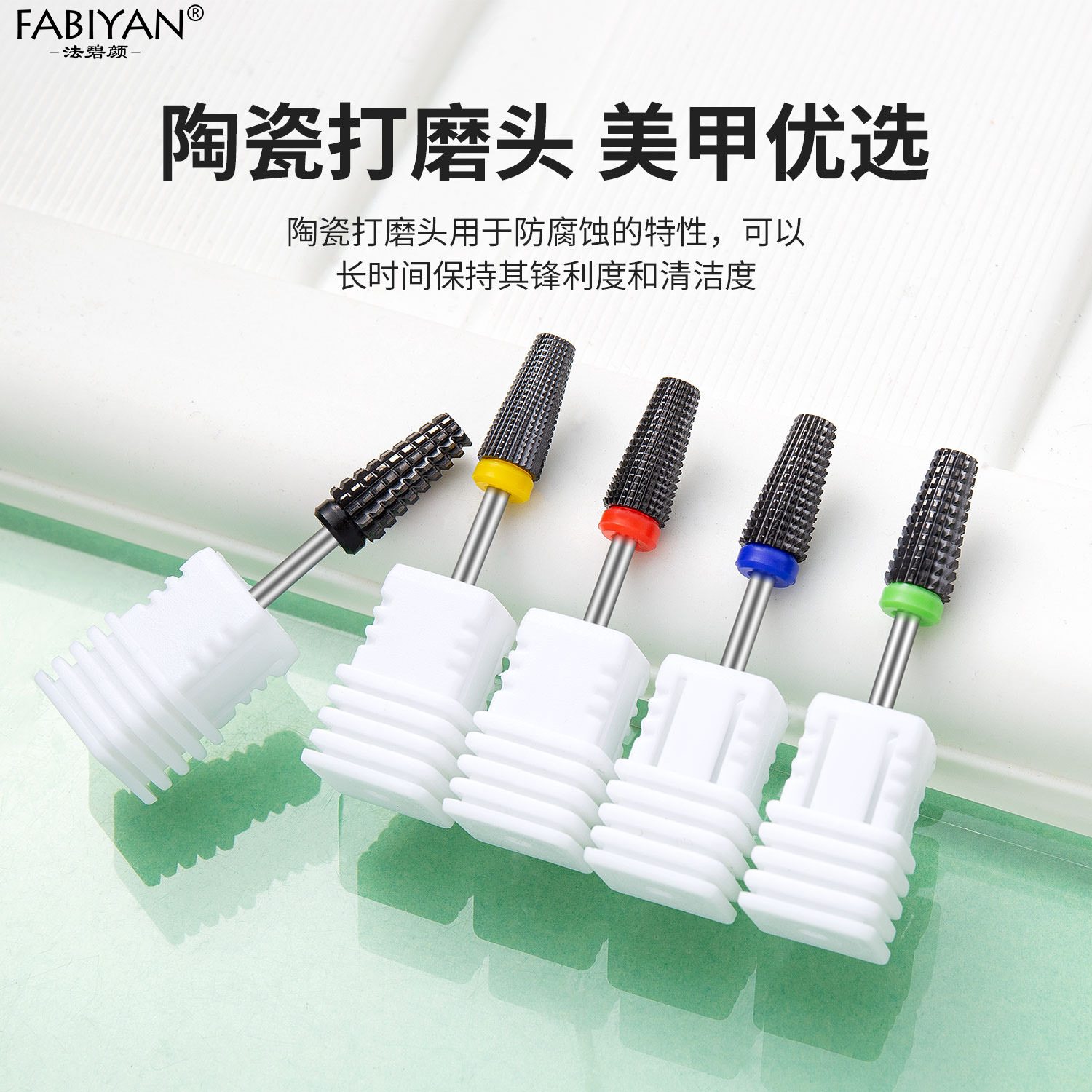 Nuevo negro cerámica uñas molienda cabeza uñas eliminación molienda cabeza frontal cabeza plana descarga taladro rectificadora accesorios herramienta