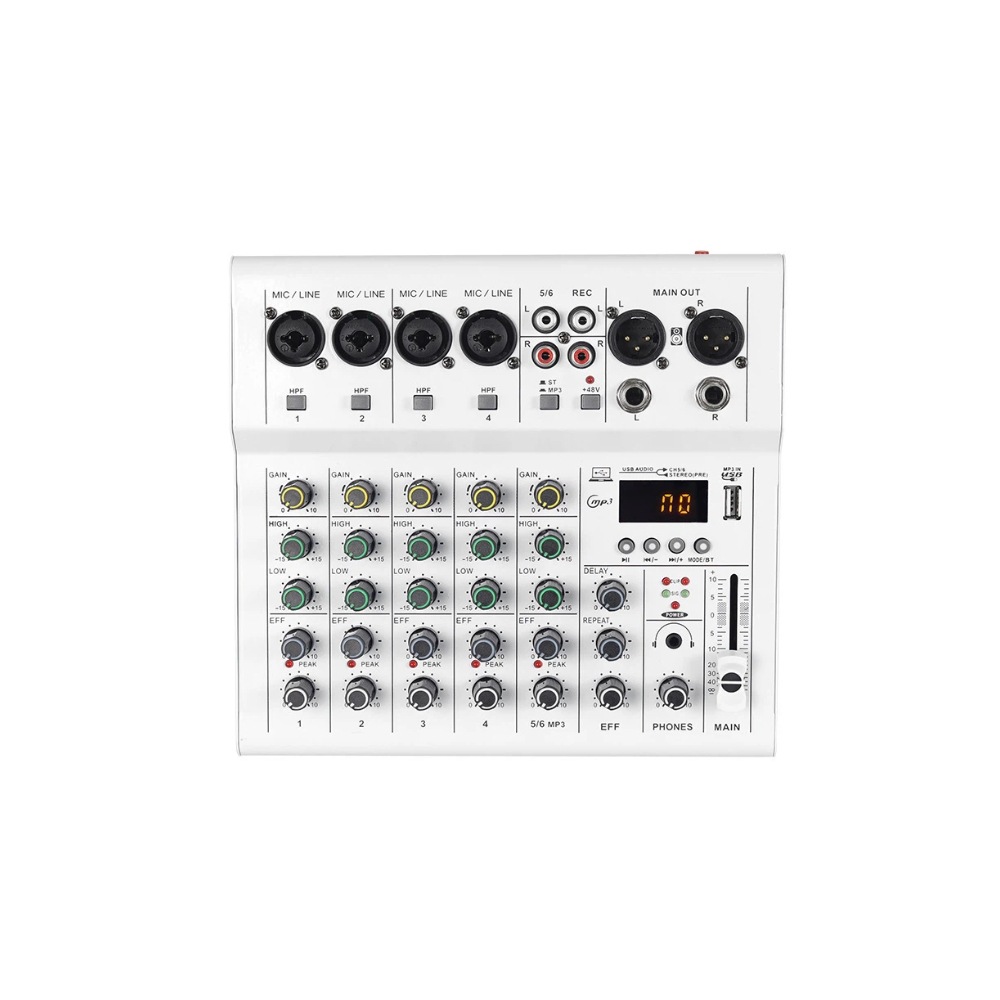 Transfronterizos 2 - 4 - 6 mezcladores profesionales pequeños Bluetooth con efecto de reverberación micrófono K-canción reunión de rendimiento de escenario