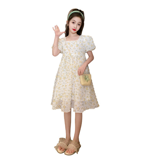 Children's Summer Dress  New Trendy Fresh Small Girls Floral Dress Fashion Cute Princess Dress