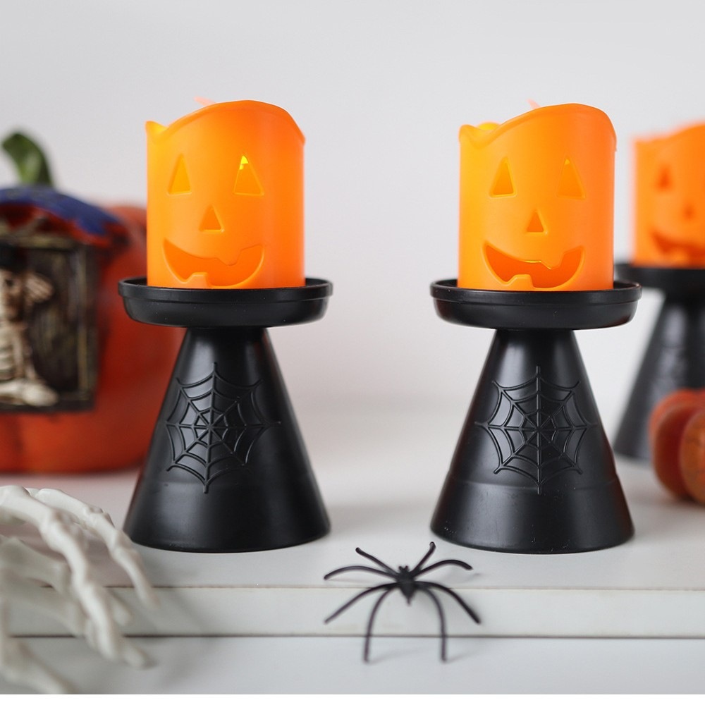suministros de Halloween led calabaza candelabro lámpara de fiesta atmósfera decoración accesorios vela de halloween