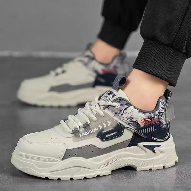 Zapatos de hombre 2026 primavera nuevo cuero transpirable zapatos de skate casuales juveniles zapatos de trabajo antideslizantes con suela gruesa