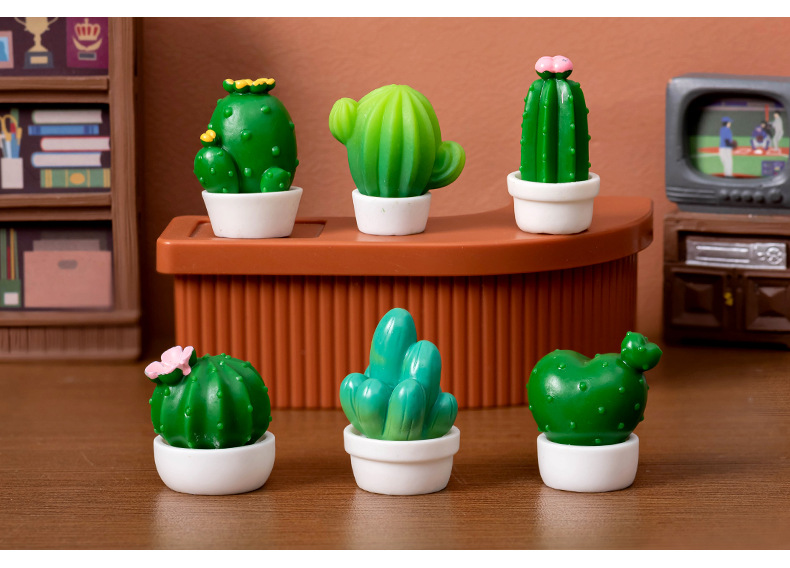 Ornaments Home Textiles & Decor Type Cartoon Style Cactus Plastic Resin Ornaments Artificial Decorations