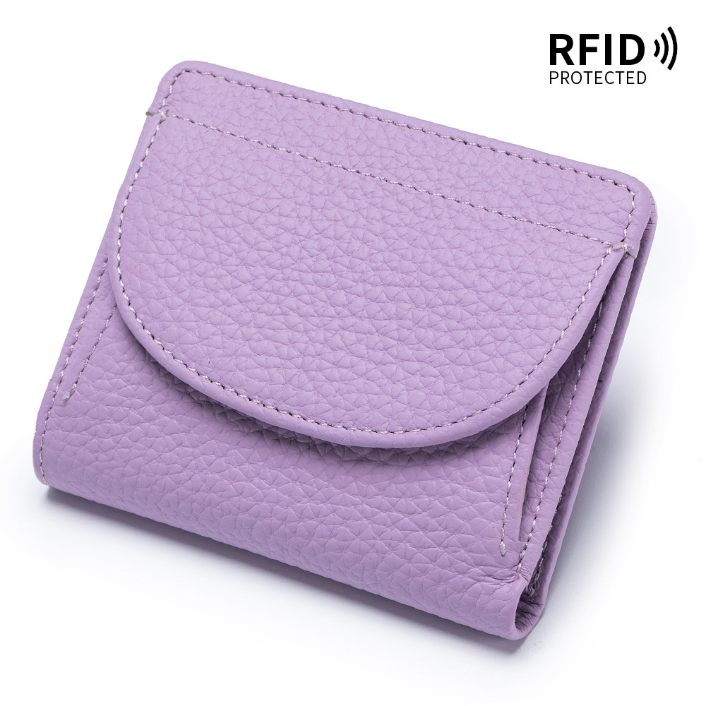 Mini cartera de las Mujeres Nuevo Amazon RFID plegable simple ultra-Delgado de cuero japonés pequeña cartera de las mujeres elegante bolsa de moda