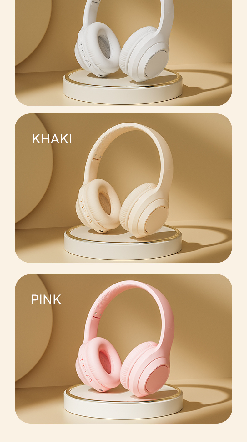 Wireless Bluetooth headset with long battery life, solid color plug-in earphones, mobile phones, Android tablets,_voghion.com