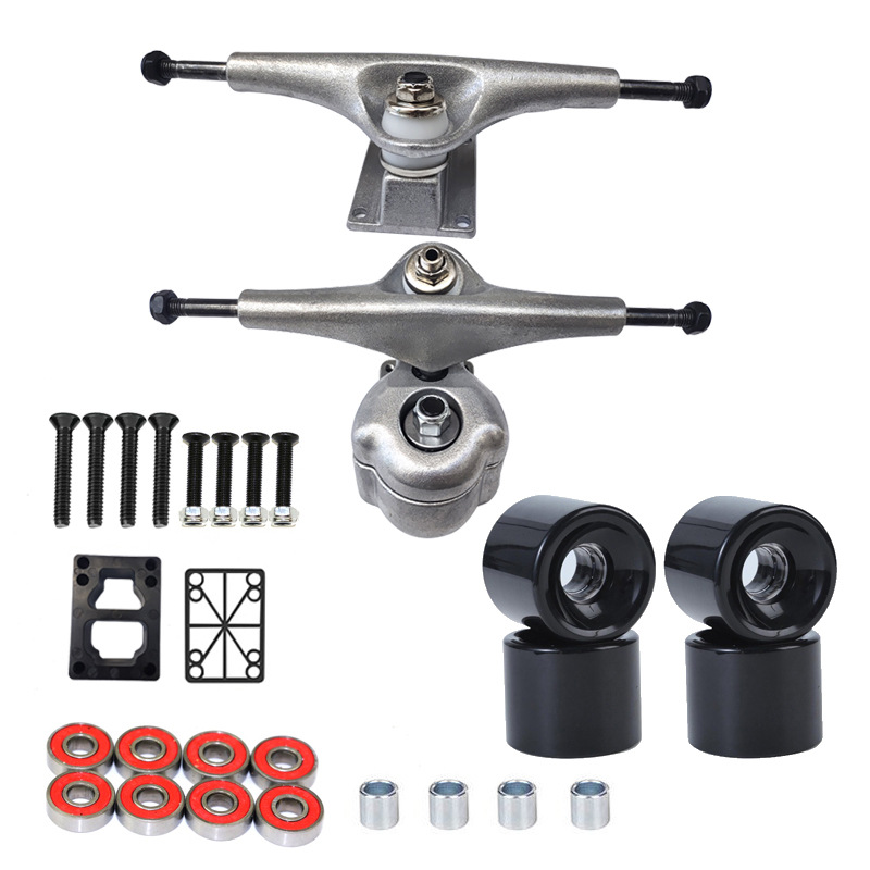 S6 Road Surfboard Stand Set with Wheels, Land Surfboard Steering Spring Bridge Skateboard Stand with Spacers Included