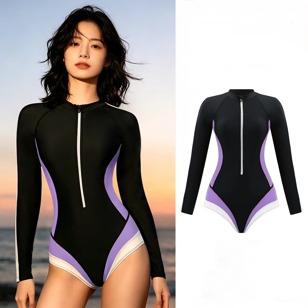Black and purple one piece 1123
