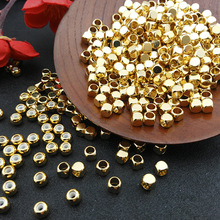 銅鍍金硅膠隔珠方珠 定位珠散珠隔珠DIY手工項鏈手串配件啞光金色