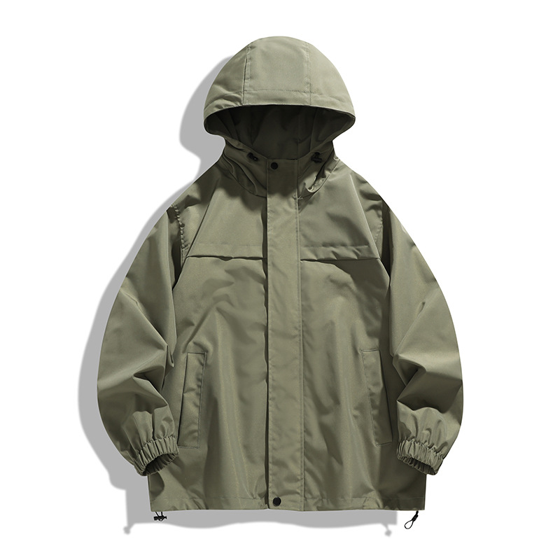 Giacca da uomo autunno nuova alla moda con cappuccio da lavoro casual larga impermeabile traspirante coppia all'aperto_voghion.com
