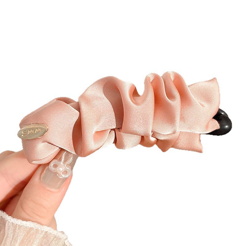 Temperamento coreano satén clip de agarre de cola de caballo femenino artefacto flojo natural plegado adornos de cabello salvajes fijos image 6