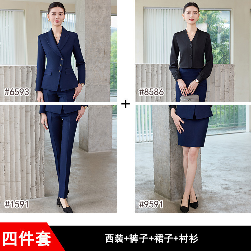 职业套装2025高级感职场正装西服外套三扣OL酒店前台接待行政工服|undefined
