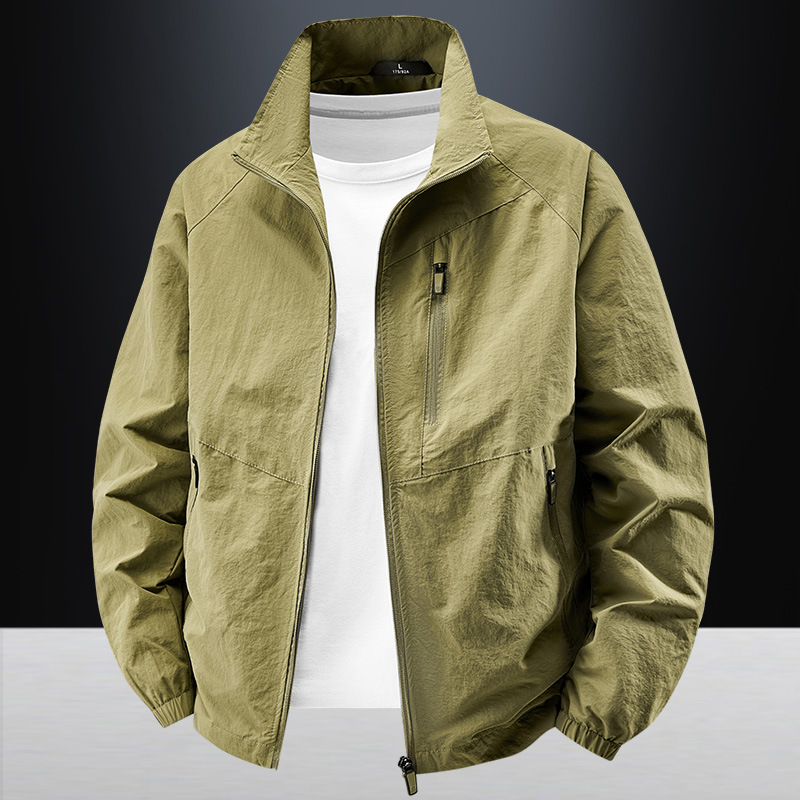 跨境新款春秋冬男士休闲夹克外套中青年立领夹克加绒大码工装上衣