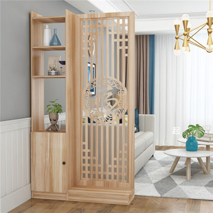 Entrance Screen Living Room New Chinese Style Solid Wood Blocking Partition Cabinet Decorative Storage Rack Entrance Cabinet Simple and Modern
