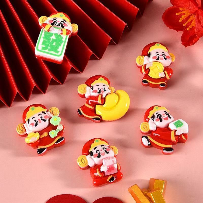 El Festival de primavera de año nuevo, el Dios de la riqueza, la resina DIY accesorios al por mayor DIY crema hecha a mano, accesorios para el cabello de la cuerda de la cabeza de la carcasa del teléfono móvil