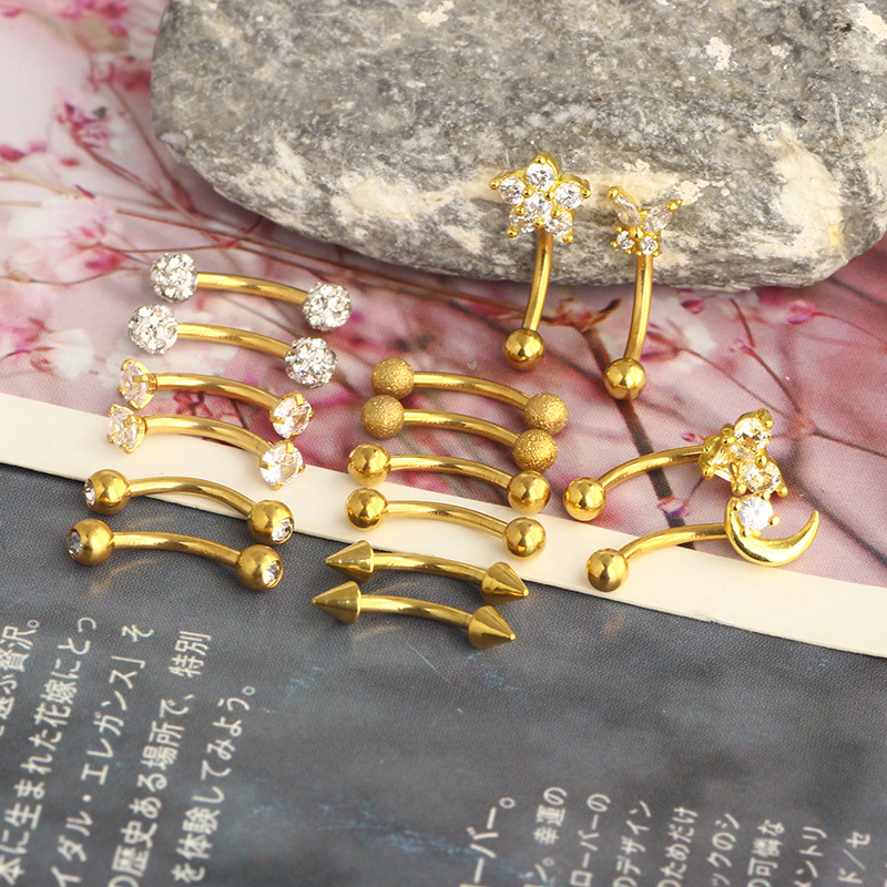 16pc Piercing Set Stainless Steel Zircon Studs Flat Back Ear Cartilage Nose Eyebrow Lip Jewelry Rose Gold detail image 8