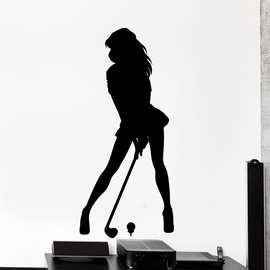 golf美女打高尔夫球剪影贴花精雕wall deocr跨境亚马逊yDW13594