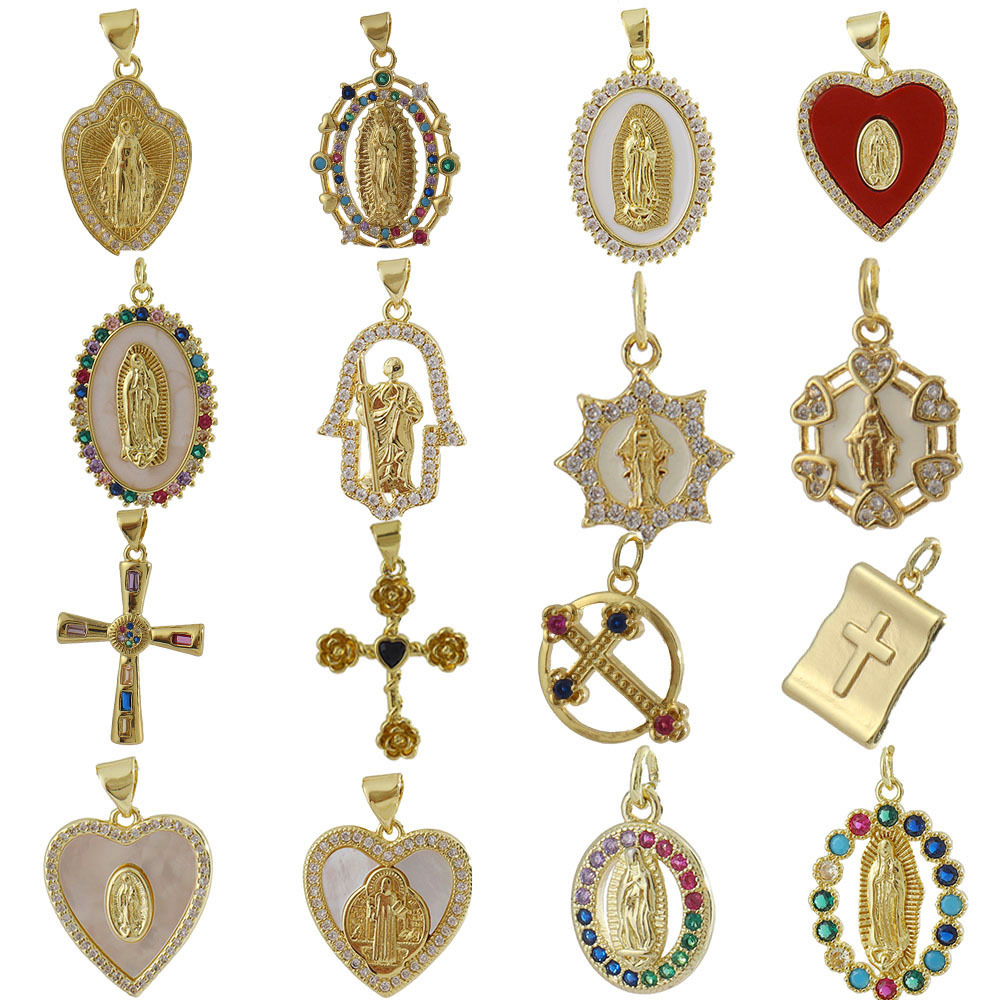 3g Weight Pendant Jewelry Making Type 14*26mm Jewelry Making Size Gold Plated Plating Material Zircon Inlay Material DIY Jewelry Accessories Classification 1 Piece Quantity Copper Material Human, Cross, Virgin Mary Pattern Inlay Design Vintage Style, Religion, Simple Style Style 1 Piece 14*26mm Copper Zircon Gold Plated Human Cross Virgin Mary Pendant 33