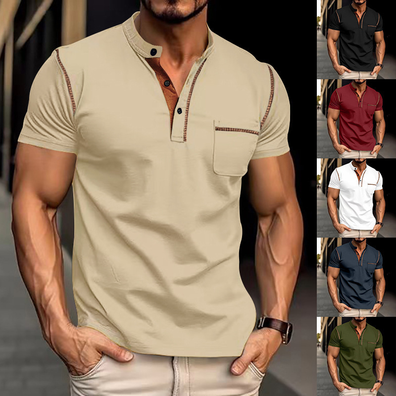 25 夏新作 Amazon クロスボーダー メンズ 半袖 Tシャツ 外国貿易独立ステーション 速乾 カジュアル アメリカン ヘンリー ポロ|undefined