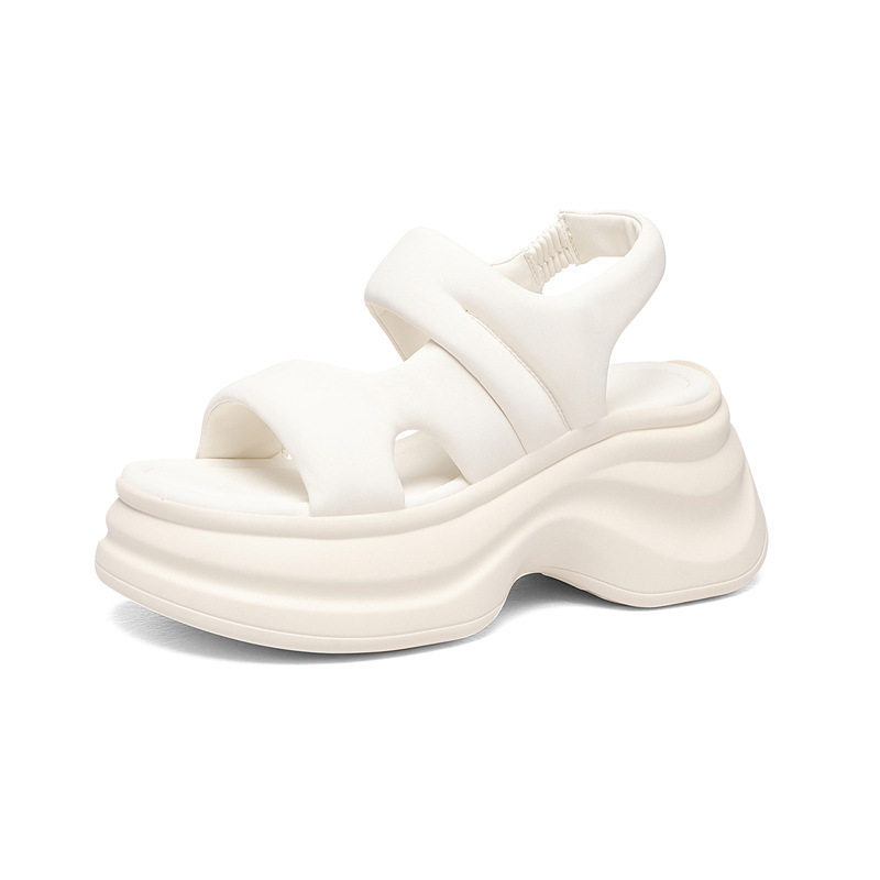 Dép sandal nữ đế xuồng cao 8 cm mùa hè 2025 phong cách đa năng — JST 7187 Trắng, JST 7187 màu đen