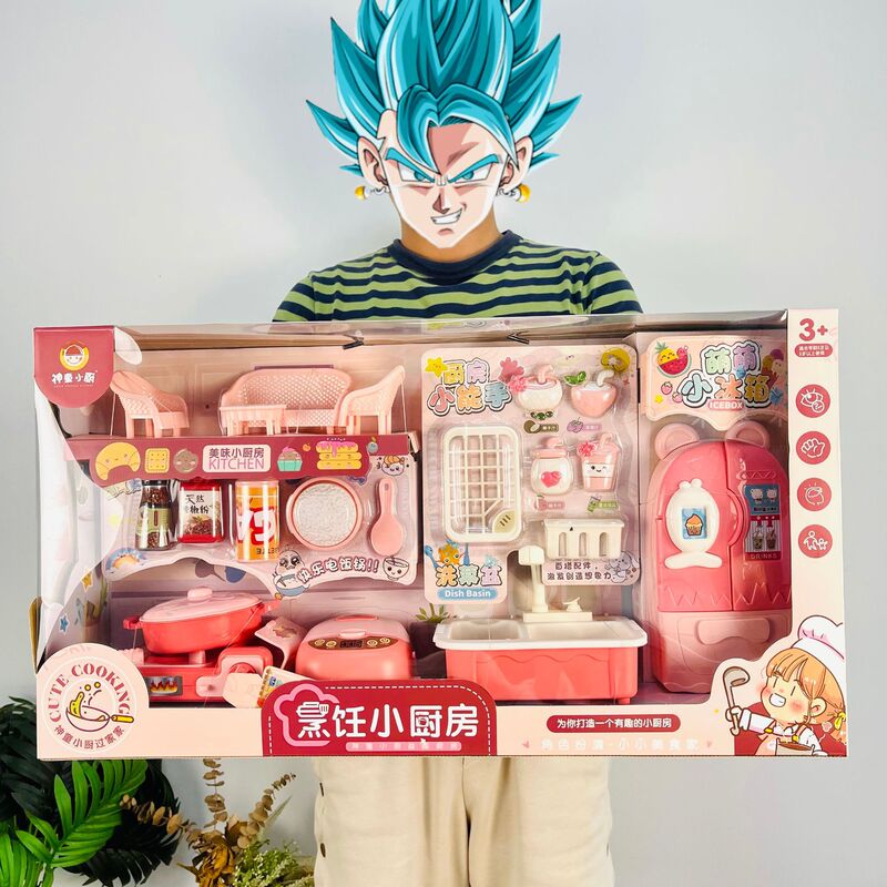 Large children's kitchen play house cooking kitchenware suit gift box institutional gift girl educational toys wholesale