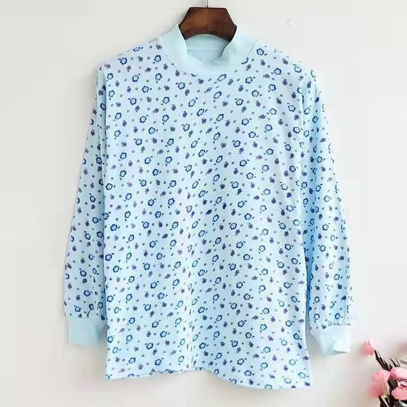 Spring and Autumn Thermal Underwear Women's Printed Polyester Cotton Base Shirt Autumn Clothes Pajamas Middle-aged and Elderly Autumn Clothes Single Piece Suit