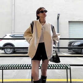 美式加绒加厚棒球服女夹克外套秋冬2025新款爆款高级感休闲上衣