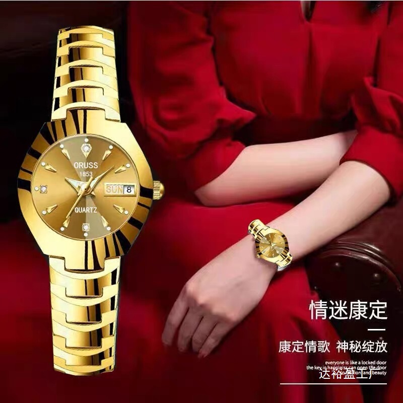 Watch for Girls, Fashionable, Waterproof, Luminous, Simple, Temperament, Steel Band, Dual Calendar, Quartz Watch for Women, One Piece Wholesale