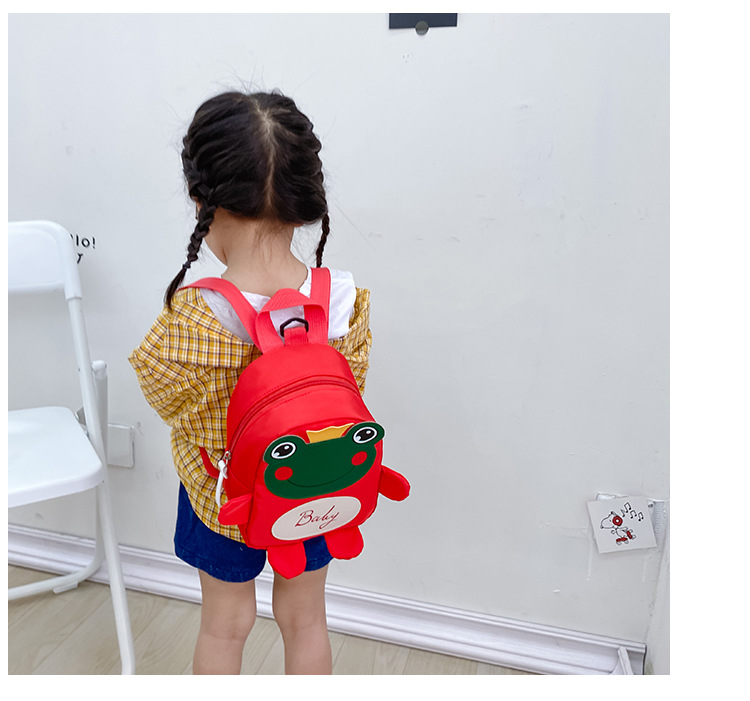 Kindergarten schoolbag for children, boys and girls, 1-3-5 years old, anti-wandering rope, cute frog, double-shoulder baby small backpack undefined