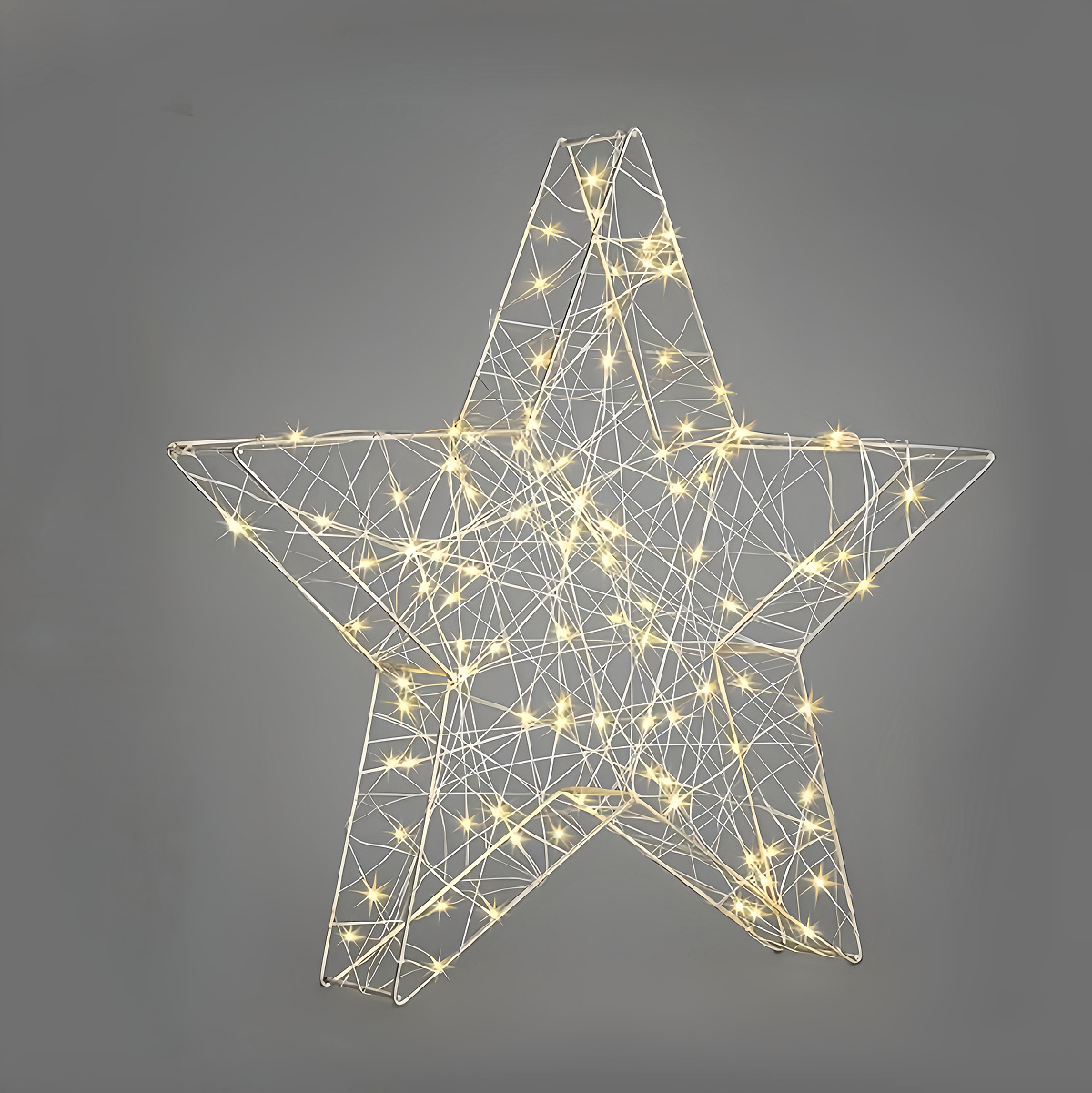 2026 Christmas Tree Top Star Pendant Christmas Decorations Gift Double-Layered Iron Five-Pointed Star Luminous Ornament
