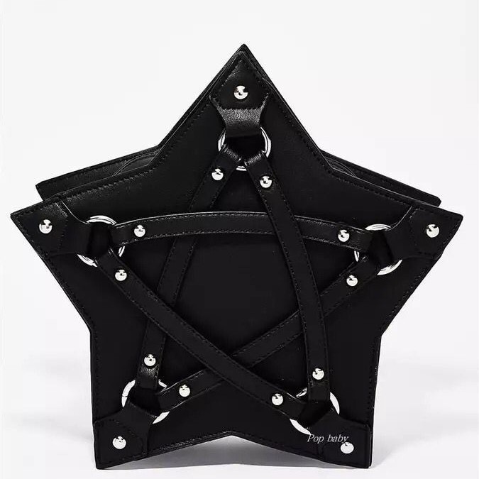 En stock oscuro estilo Harajuku pentagrama bolsa Correa pu hombro bolsa nicho fresco chica de gran capacidad bolsa de mensajero