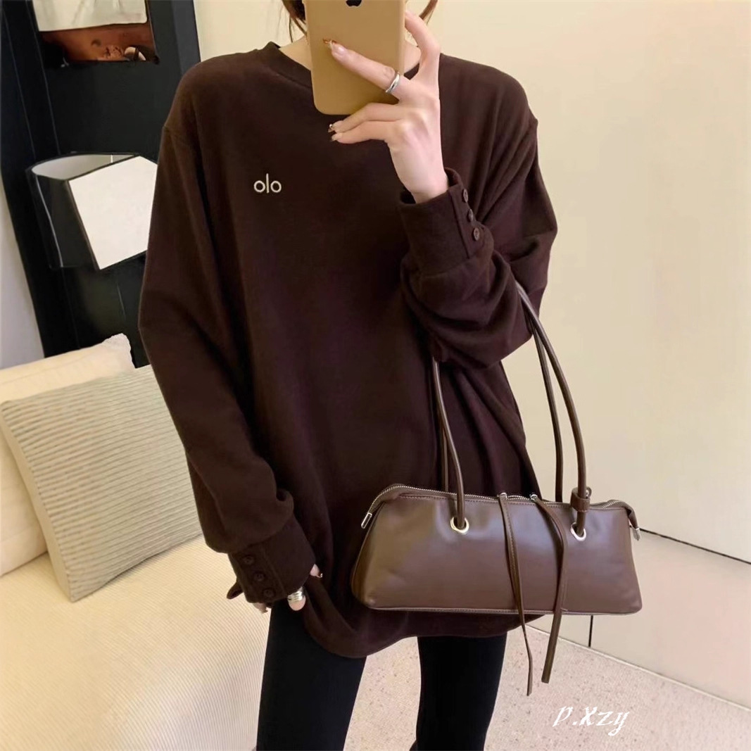 013 冬季新款女式中长款刺绣字母T恤纯色加厚德绒套头打底衫女潮