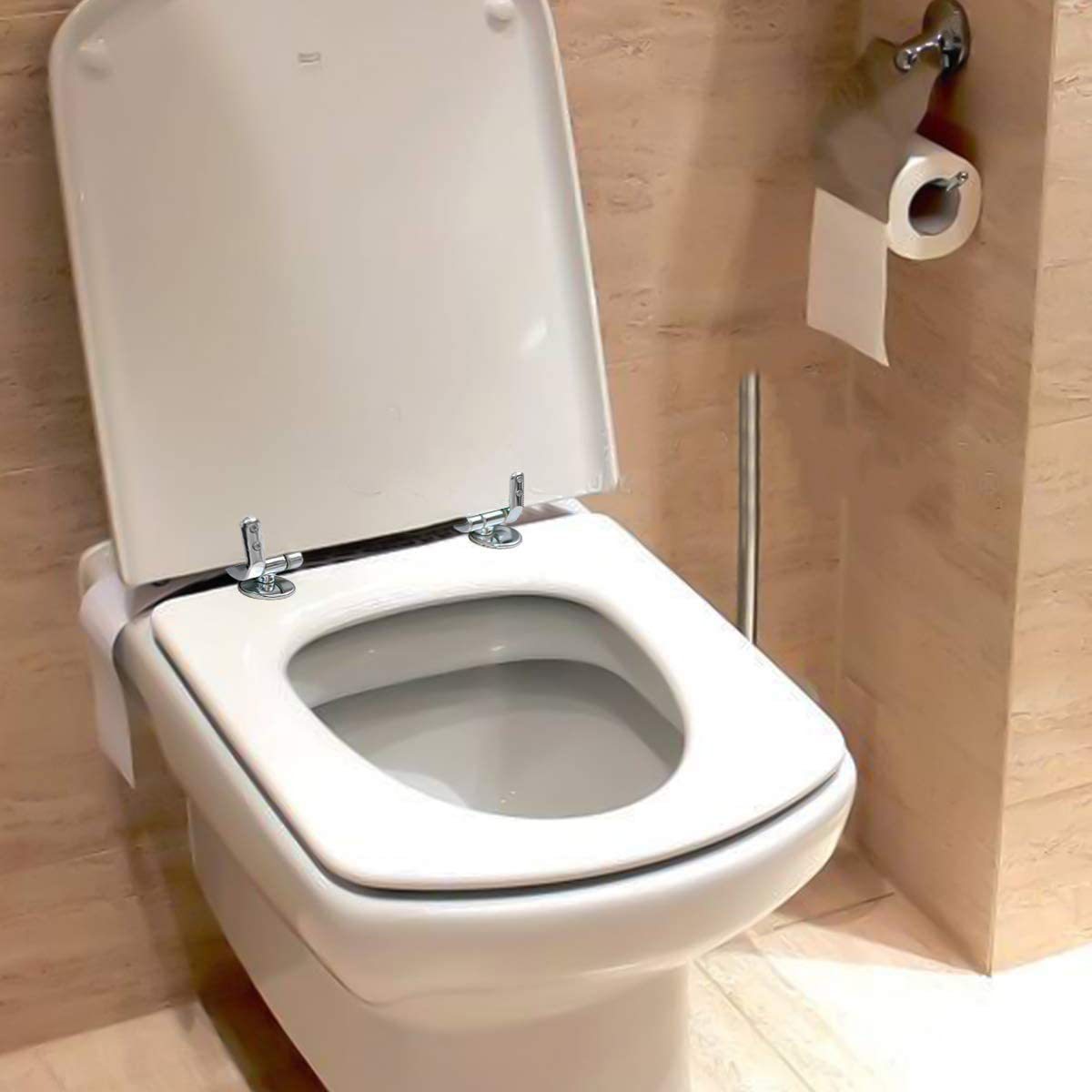Amazon hotel hotel hotel pesado accesorios de inodoro con tornillo baño de aleación de zinc cubierta de inodoro bisagra