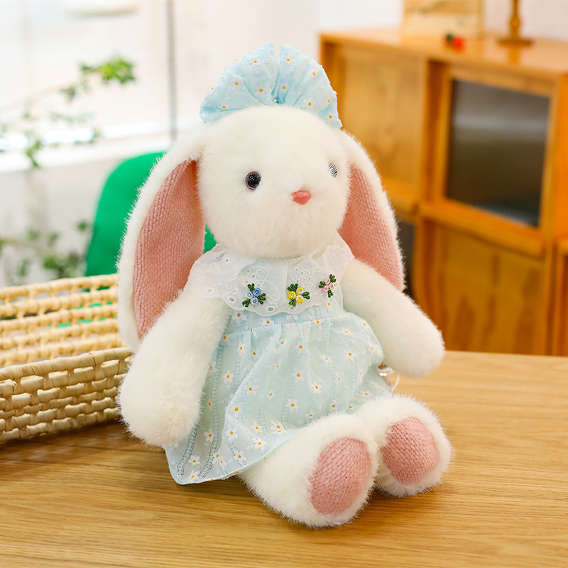 小清新裙邦尼兔公仔毛绒玩具碎花裙邦尼兔玩偶抱花邦尼兔公仔抱枕|undefined