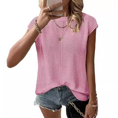 2024夏季新款跨境歐美女裝亞馬遜毛衣圓領上衣針織粗針休閒毛衣