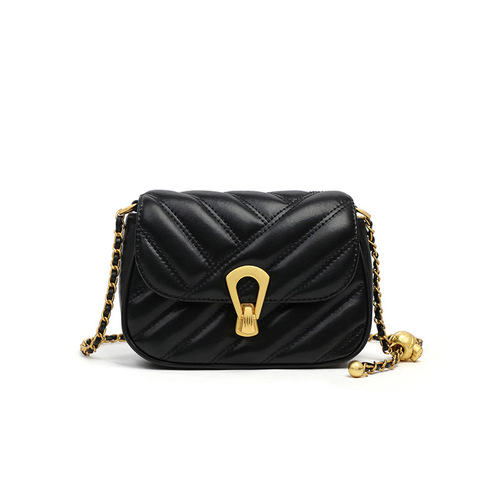 Xiaoxiangfeng black bag summer new diamond chain small square bag niche high-quality texture single shoulder crossbody bag for women