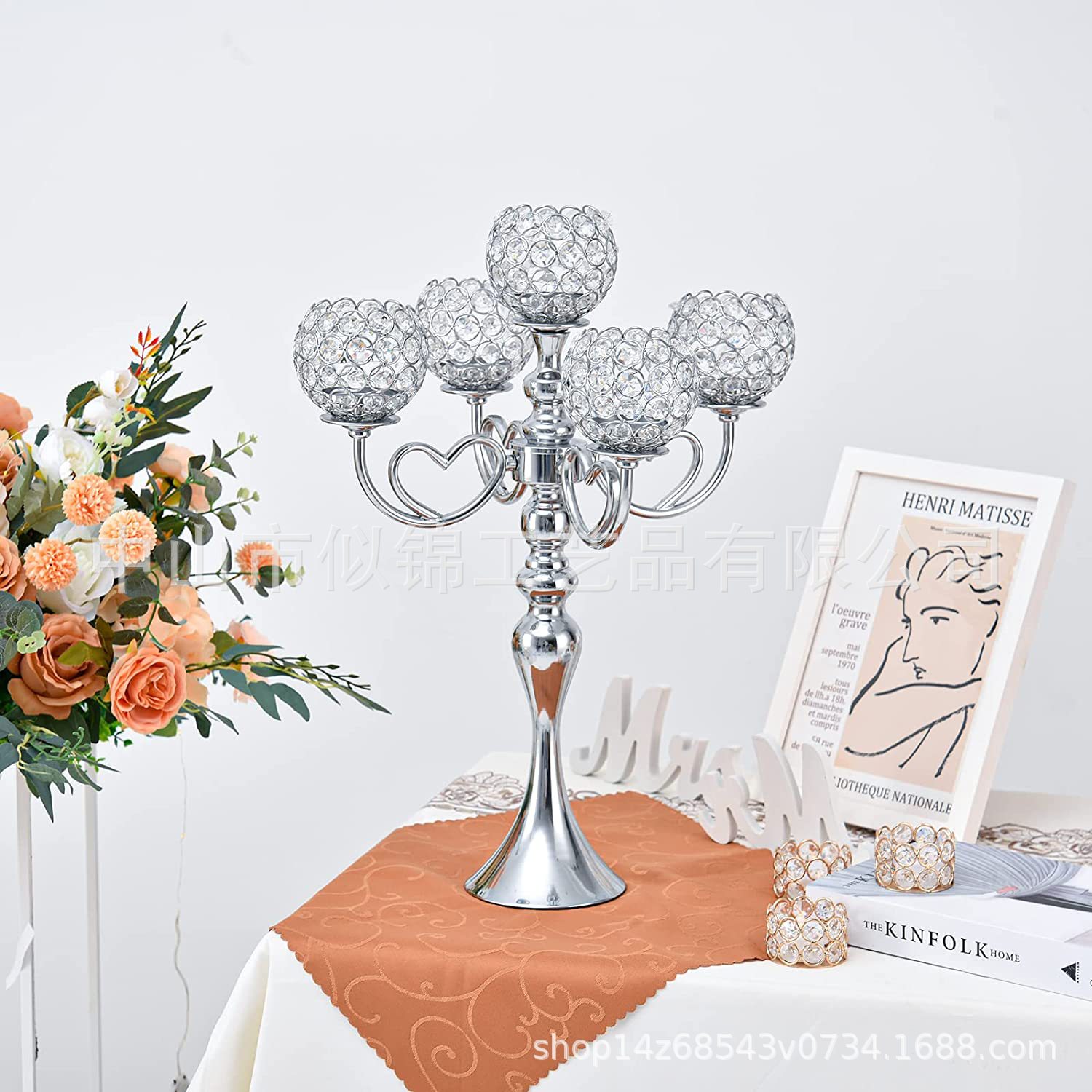 Amazon boda apoyos amor 5-cabeza candelabro luz creativa decoración de lujo hogar romántico decoración de la vela