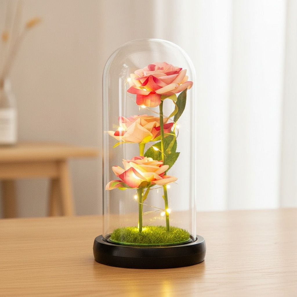 Flor rosa + fondo negro + césped