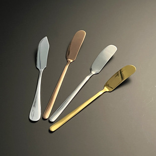 304 Stainless Steel Golden Butter Knife Jam Cheese Cream Scraper Long Handle Butter Knife Baking Cake Decorating Knife