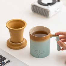 马克杯陶瓷个人办公泡茶杯带盖过滤水杯茶水分离伴手礼品纪念品