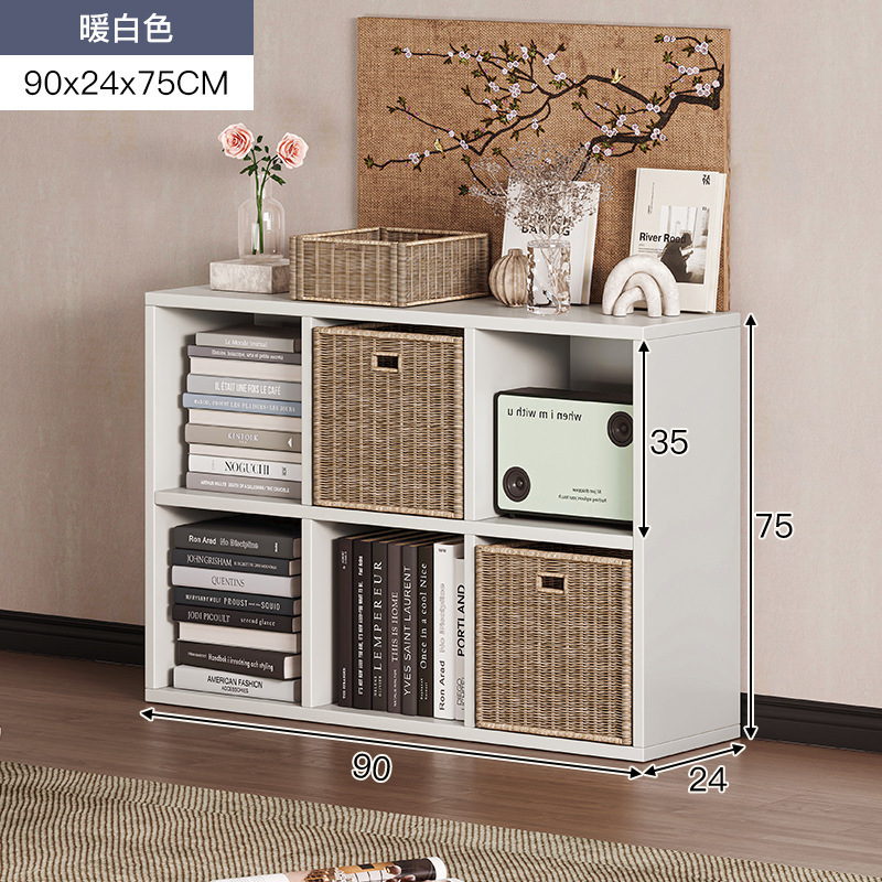 Estantería Estante de piso a techo Estante para libros simple Gabinete a cuadros para el hogar Gabinete de ocho compartimentos Sala de estar Gabinete corto Gabinete de almacenamiento Gabinete de almacenamiento