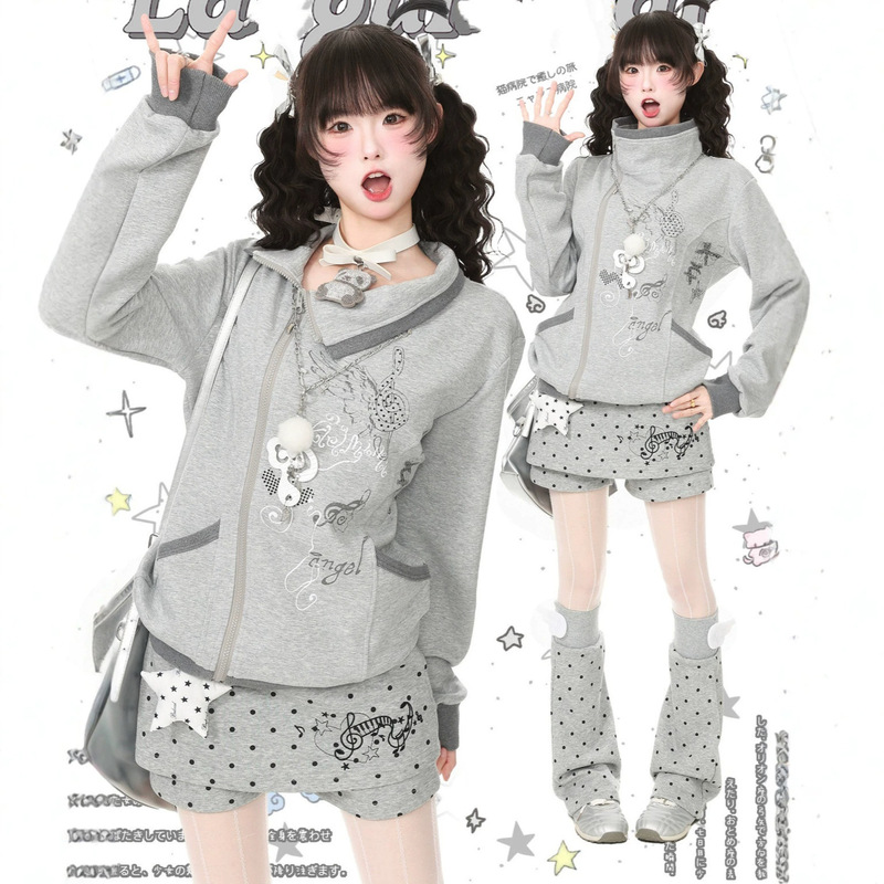 Factory direct sales: Chic and stylish asymmetrical long-sleeve sweatshirt jacket for women, perfect for spring and autumn, casual zip-up top Factory direct sales: Chic and stylish asymmetrical long-sleeve sweatshirt jacket for women, perfect for spring and autumn, casual zip-up top