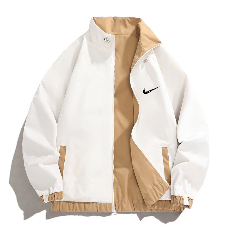 Cross-Border 2025 New Style Stand-Up Collar Reversible Jacket Splicing Jacket Baseball Uniform Outdoor Jacket Reversible Jacket