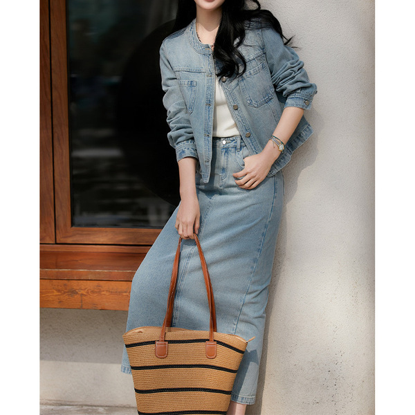Denim short set