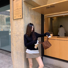 初秋穿搭一整套韩系高级感喇叭袖针织衫时尚洋气包臀半身裙两件套