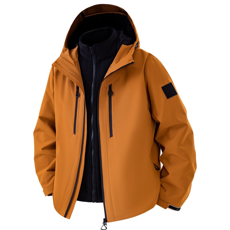 Couple's Three-In-One Warm Outdoor Mountaineering Jacket Windbreaker Work Jacket Hooded Single-Layer Cross-Border Trend