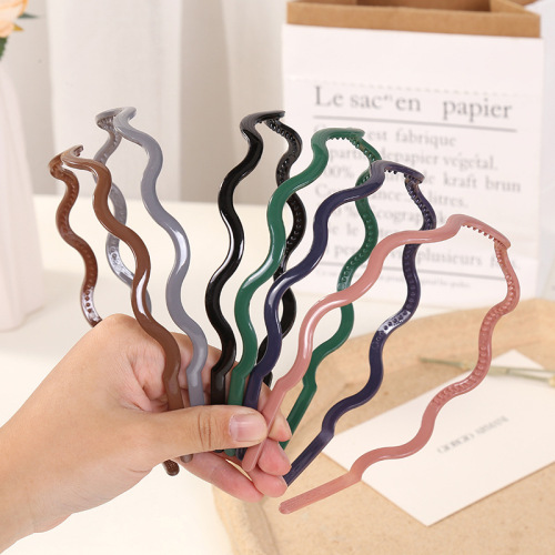 Candy color wavy hair hoop women's narrow hair buckle simple hair accessories outing accessories broken hair finishing headband