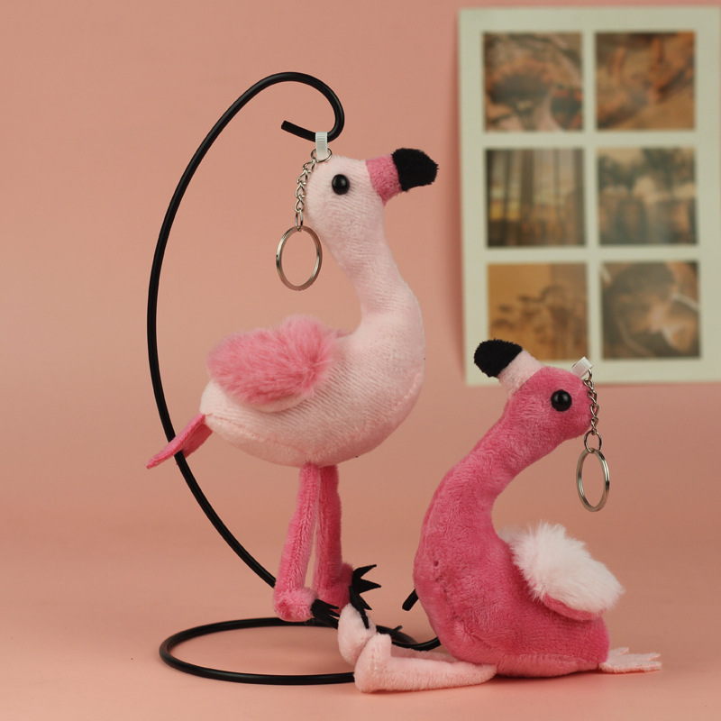 Lovely lindo flamenco peluche juguetes colgantes muñecas de tela de dibujos animados muñecas de corazón muñecas bolsas colgantes