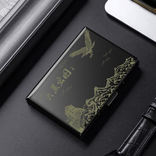 Amazon-style accordion storage bag, cute solid color open-top black card box, EUKONI card holder, stainless steel card case
